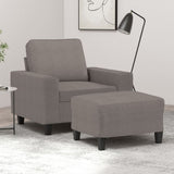 vidaXL Fauteuil met voetenbank 60 cm stof lichtgrijs