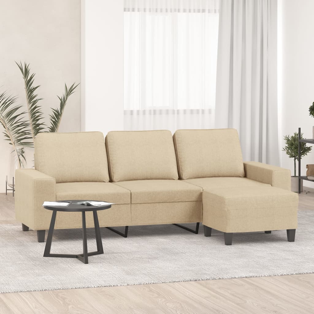 vidaXL Driezitsbank met voetenbank 180 cm stof lichtgrijs