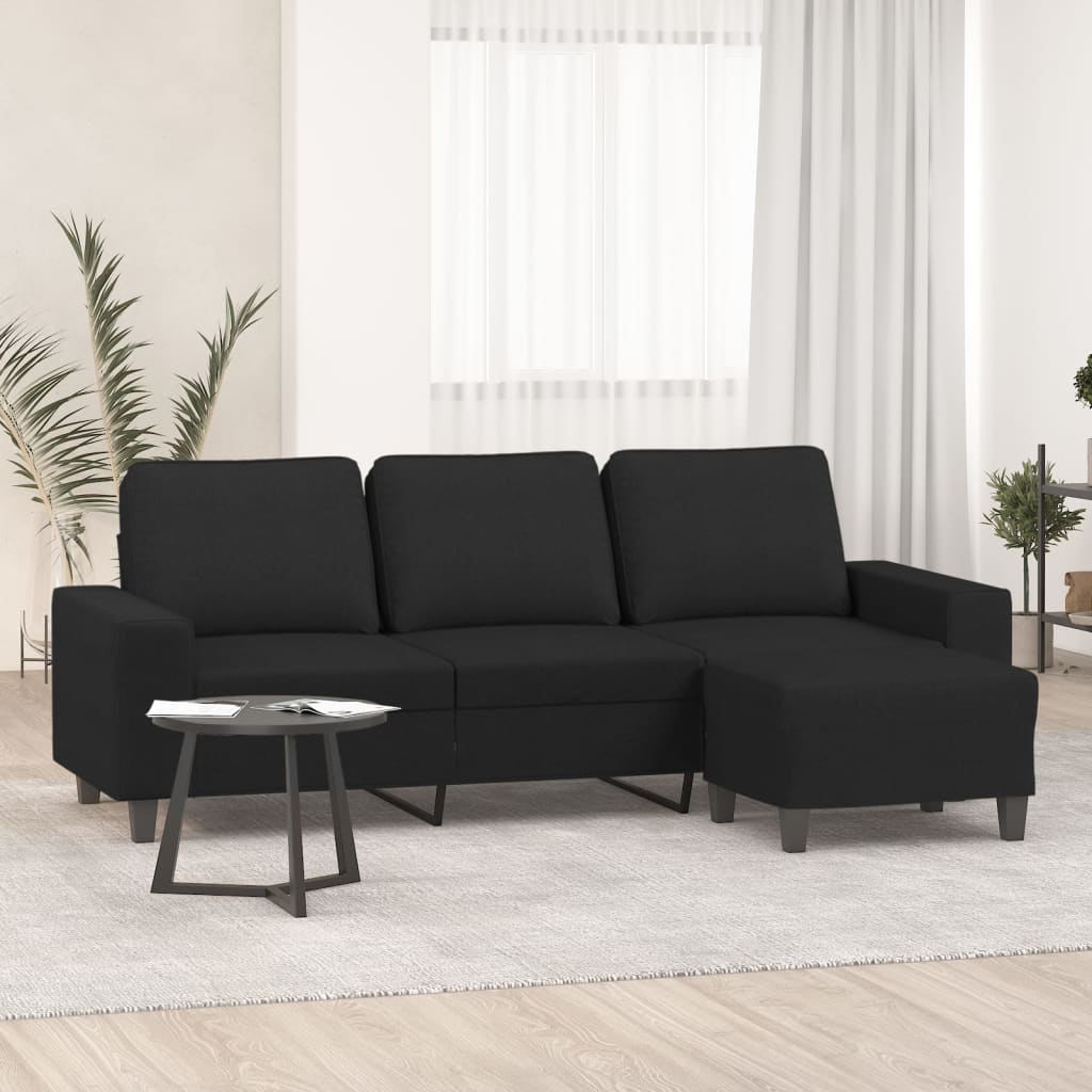 vidaXL Driezitsbank met voetenbank 180 cm stof lichtgrijs