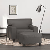 vidaXL Fauteuil met voetenbank 60 cm kunstleer zwart