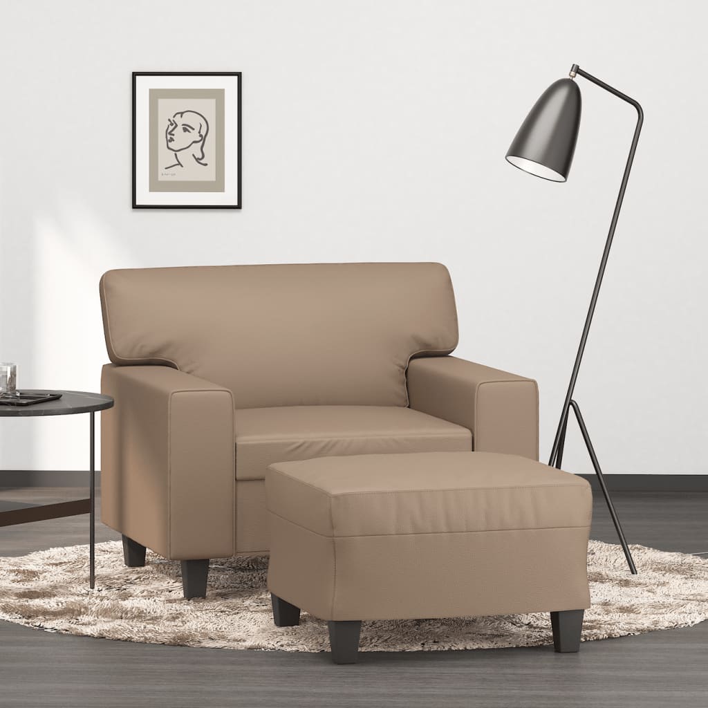 vidaXL Fauteuil met voetenbank 60 cm kunstleer zwart