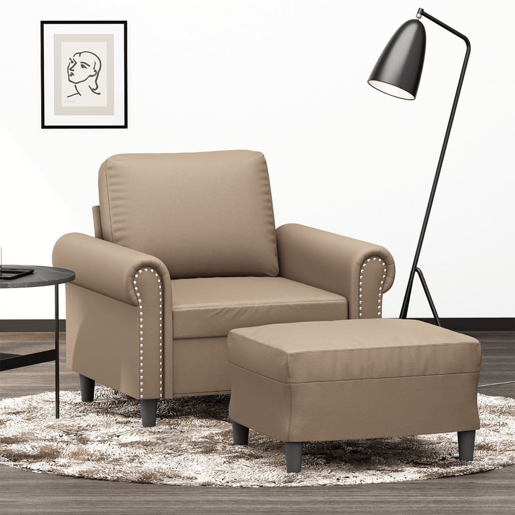 vidaXL Fauteuil met voetenbank 60 cm kunstleer zwart