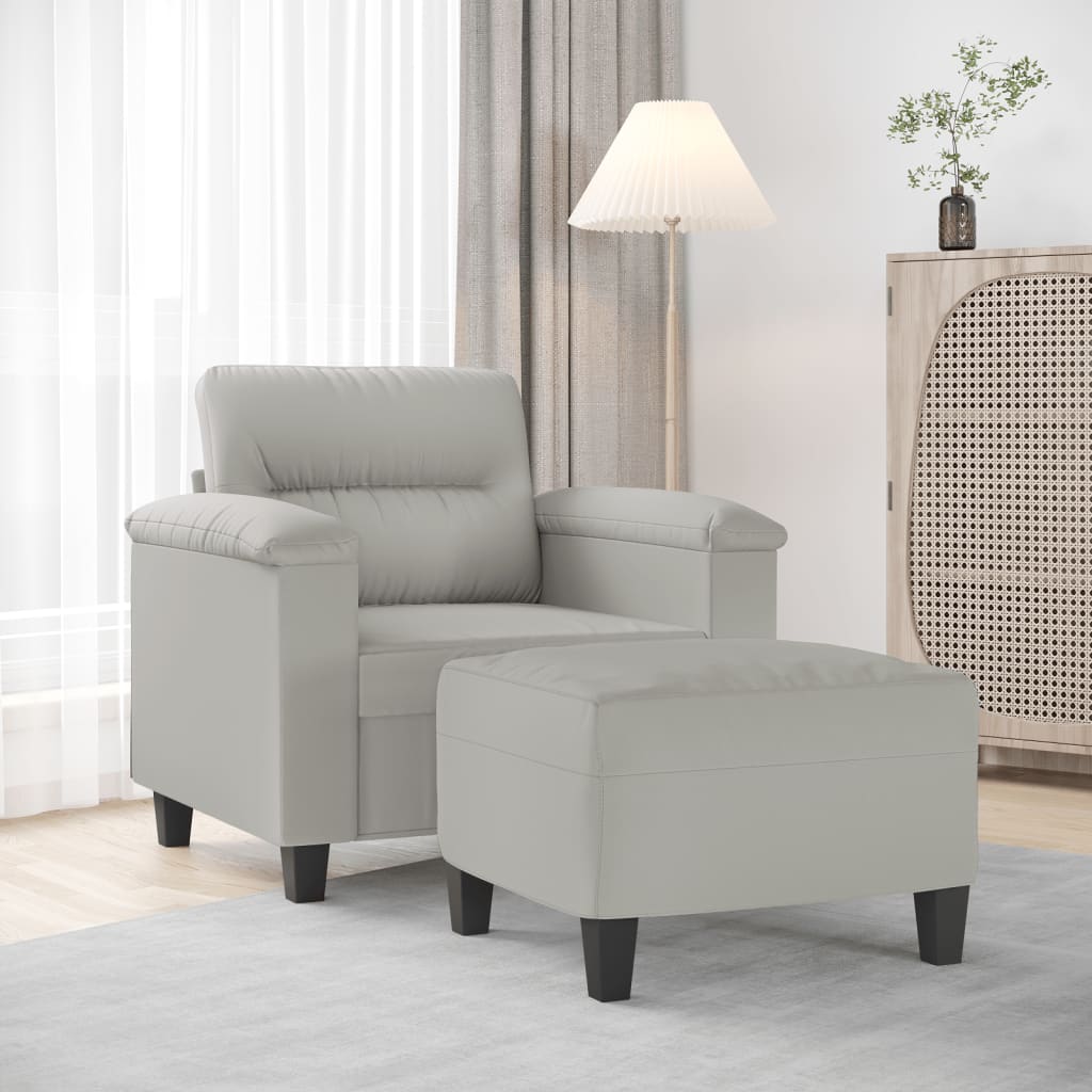 vidaXL Fauteuil met voetenbank 60 cm microvezelstof taupe
