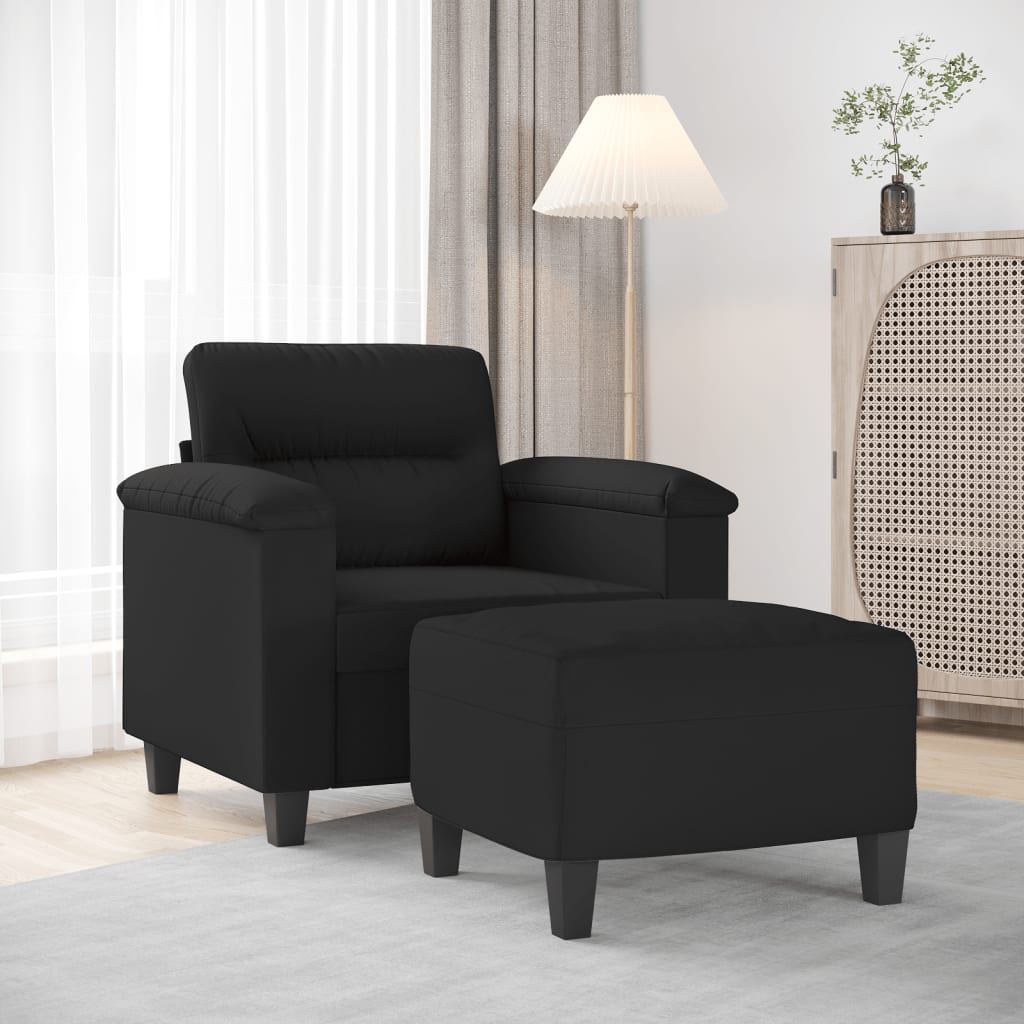 vidaXL Fauteuil met voetenbank 60 cm microvezelstof taupe