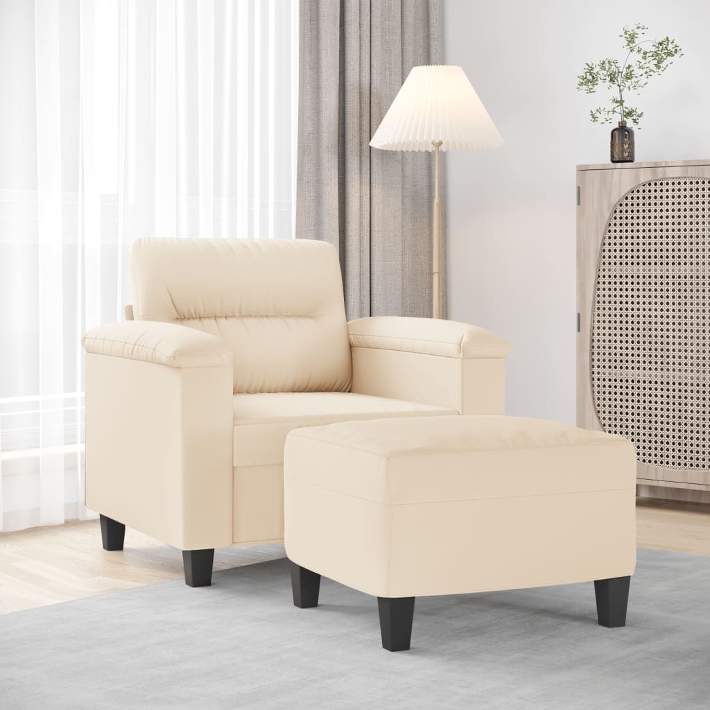 vidaXL Fauteuil met voetenbank 60 cm microvezelstof taupe