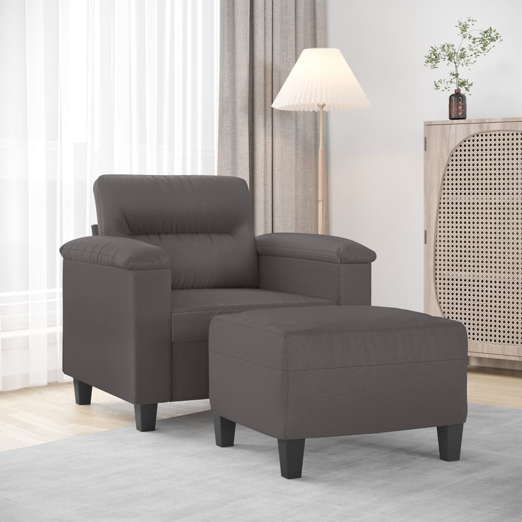 vidaXL Fauteuil met voetenbank 60 cm kunstleer zwart