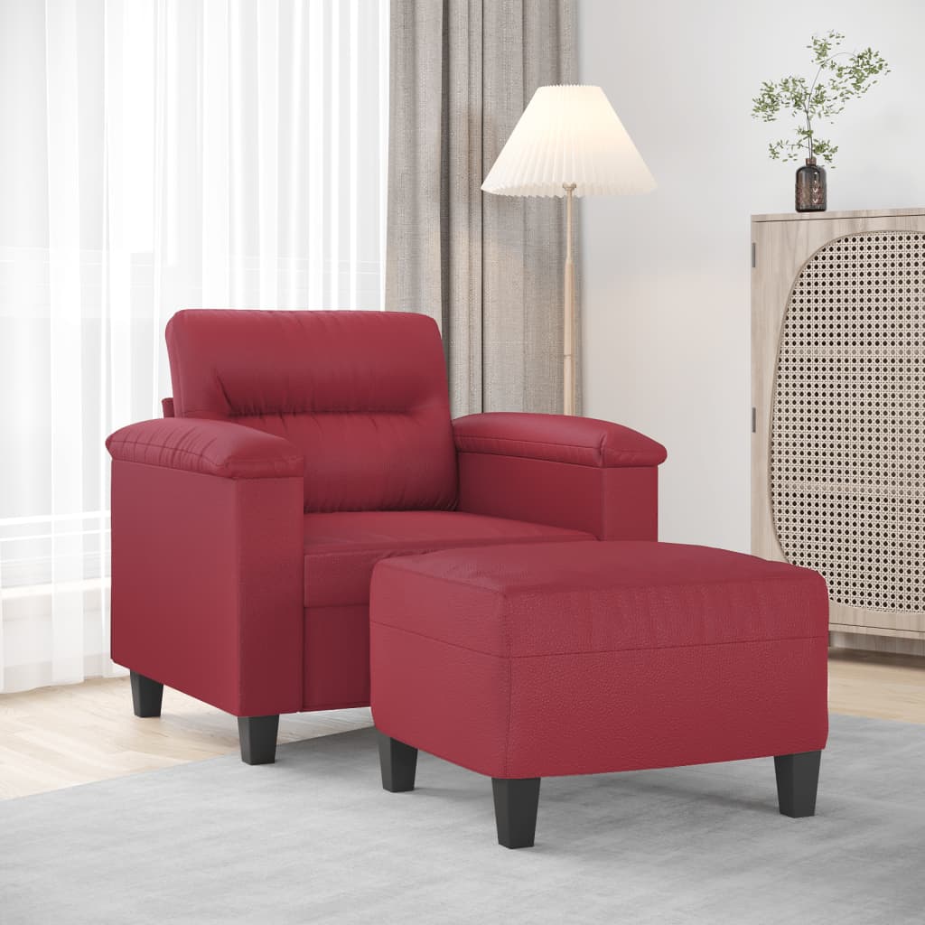vidaXL Fauteuil met voetenbank 60 cm kunstleer zwart
