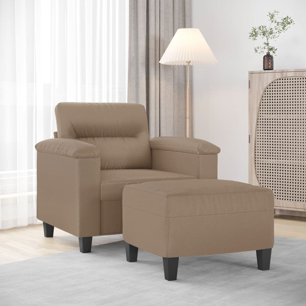 vidaXL Fauteuil met voetenbank 60 cm kunstleer zwart