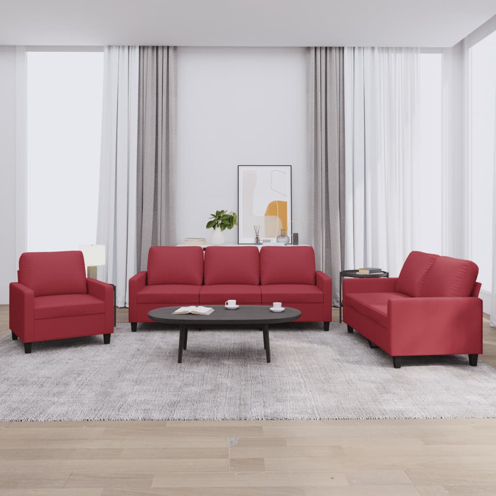 vidaXL 3-delige Loungeset met kussens kunstleer zwart