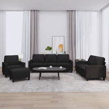 vidaXL 3-delige Loungeset met kussens kunstleer zwart