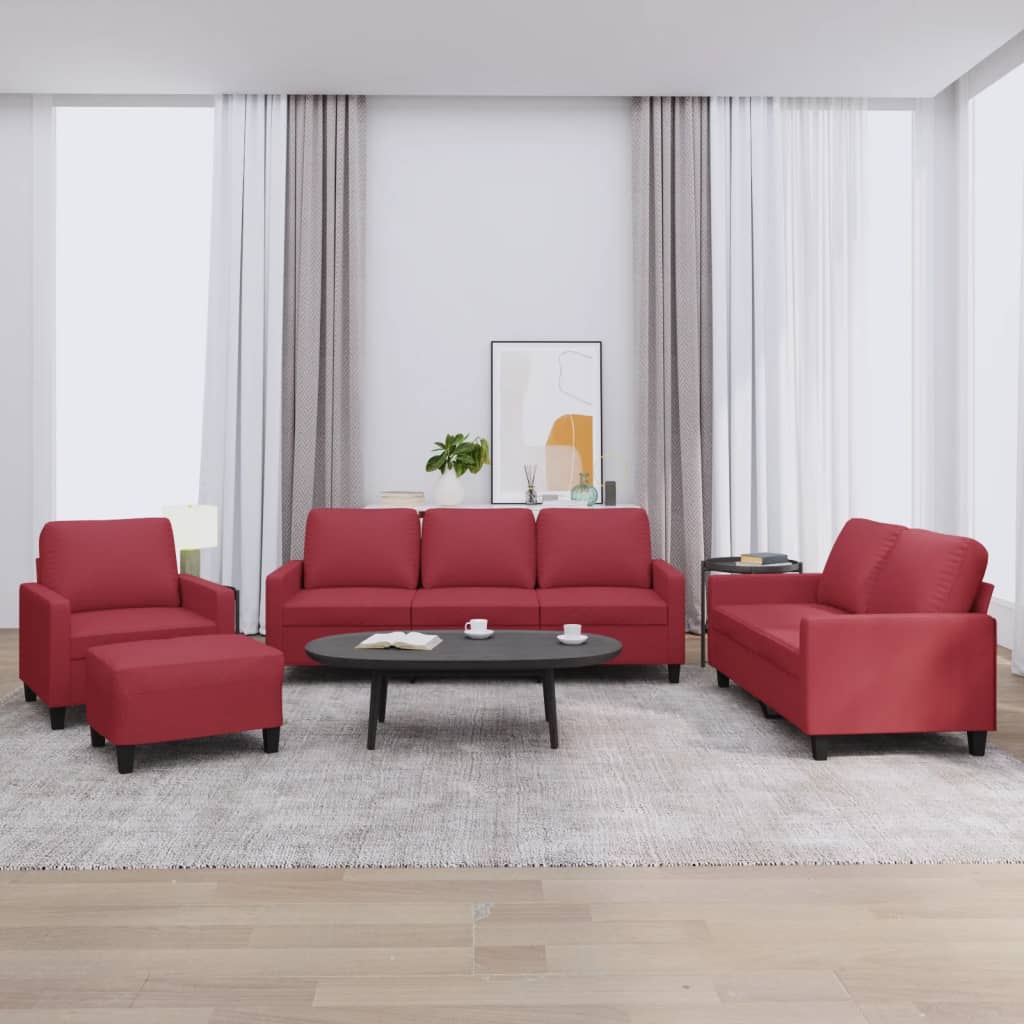 vidaXL 3-delige Loungeset met kussens kunstleer zwart