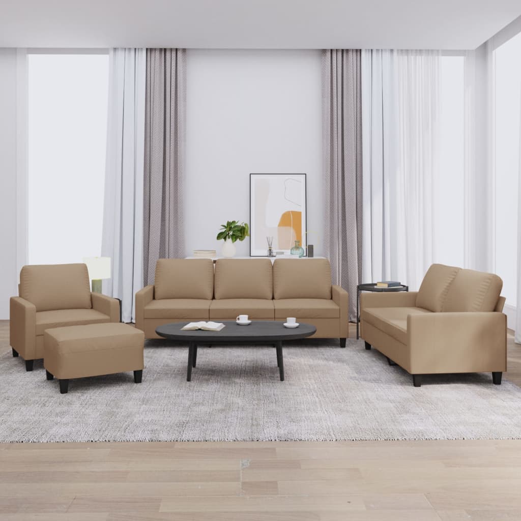 vidaXL 3-delige Loungeset met kussens kunstleer zwart