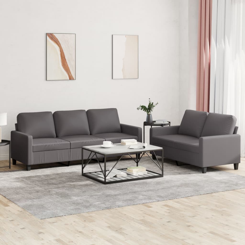 vidaXL 2-delige Loungeset met kussens kunstleer zwart