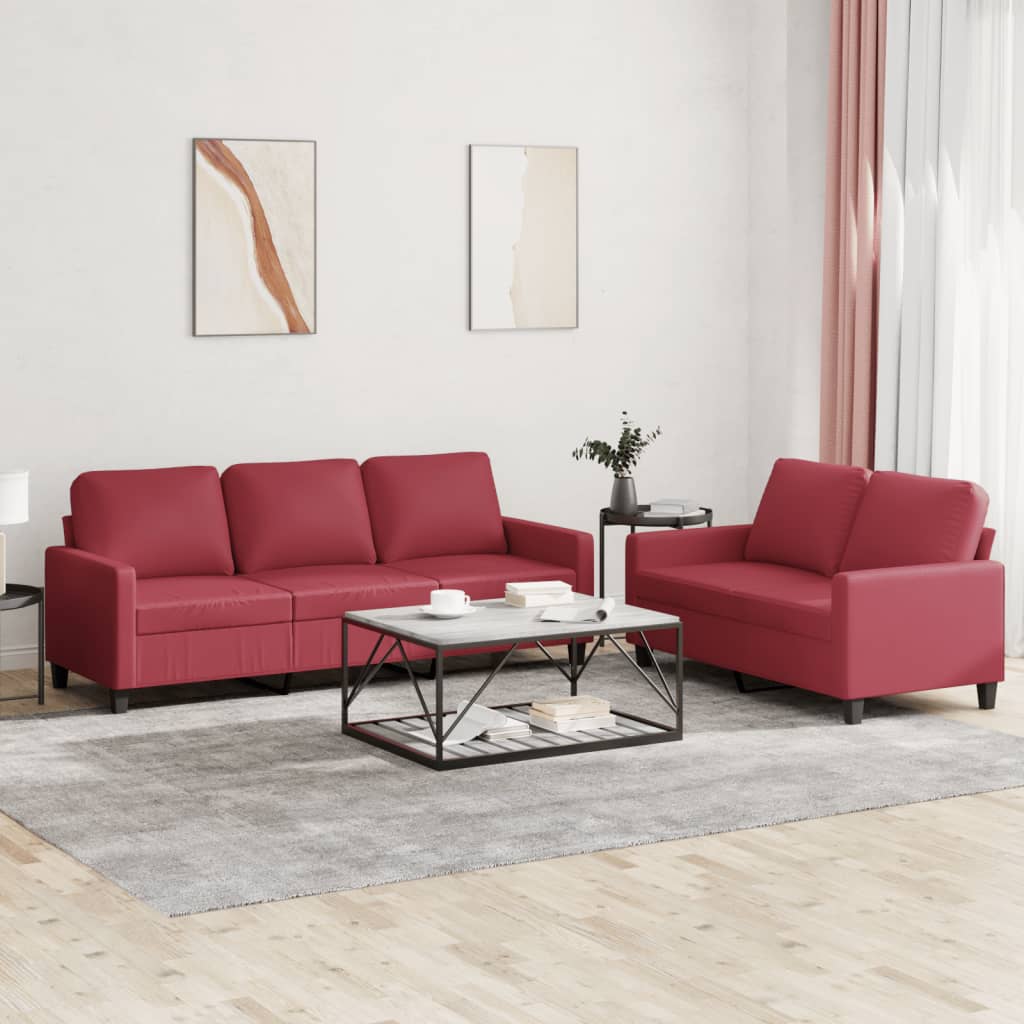 vidaXL 2-delige Loungeset met kussens kunstleer zwart