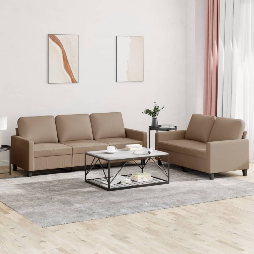 vidaXL 2-delige Loungeset met kussens kunstleer zwart