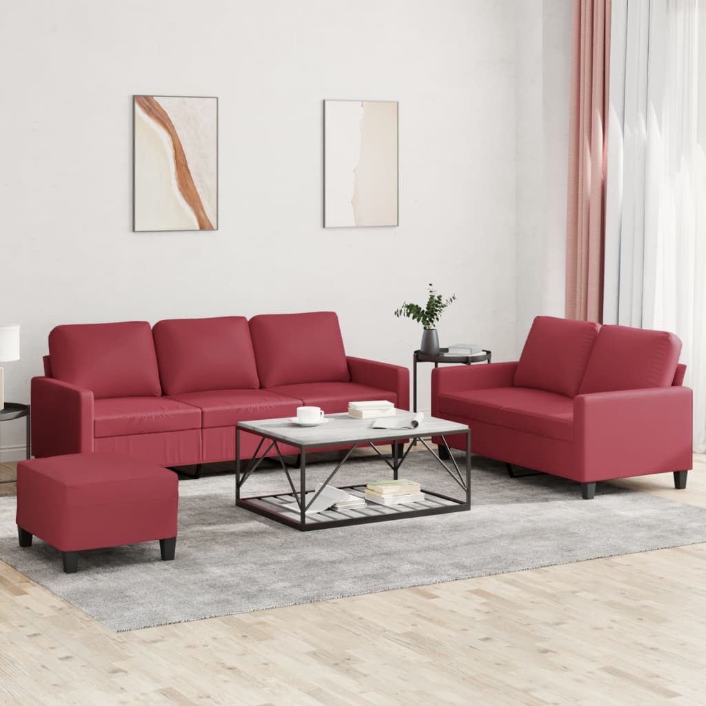 vidaXL 2-delige Loungeset met kussens kunstleer zwart