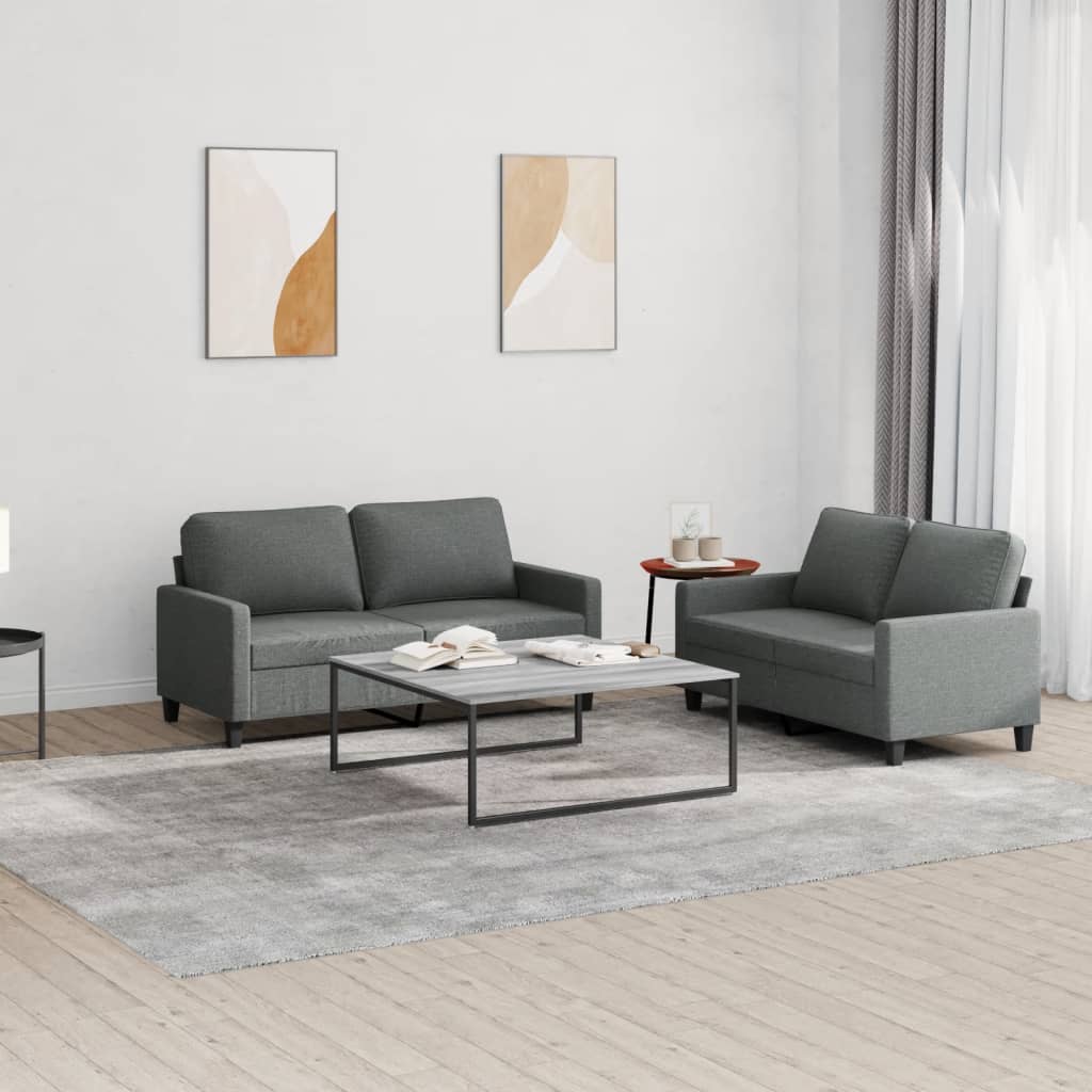 vidaXL 2-delige Loungeset met kussens stof lichtgrijs