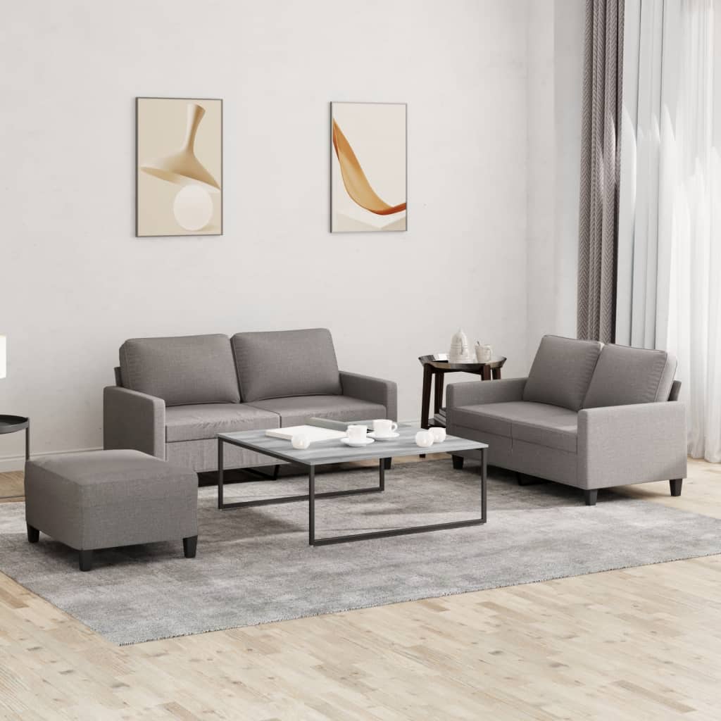 vidaXL 2-delige Loungeset met kussens stof lichtgrijs
