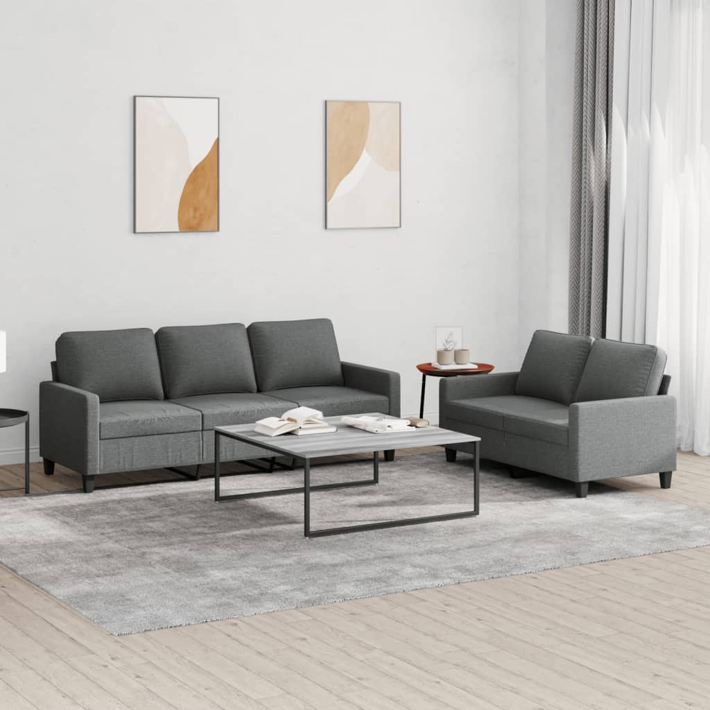 vidaXL 2-delige Loungeset met kussens stof lichtgrijs