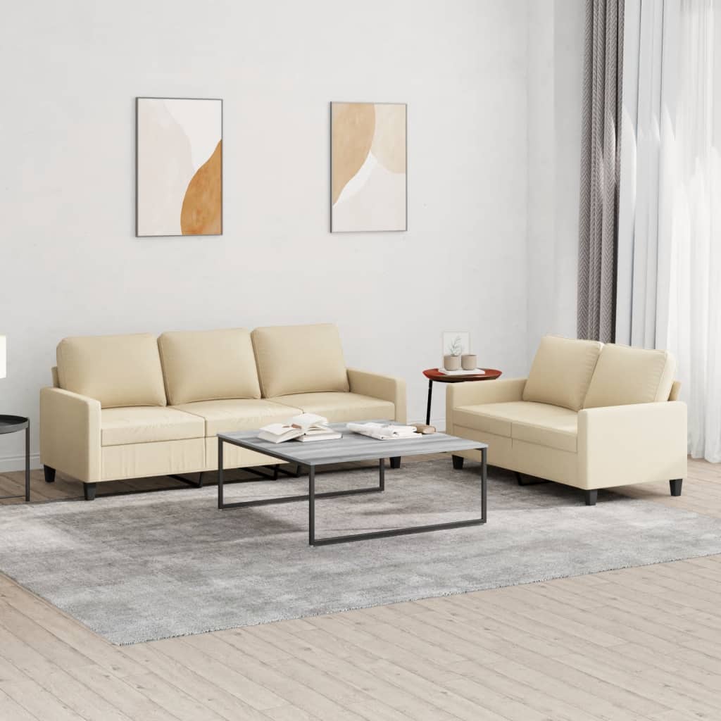 vidaXL 2-delige Loungeset met kussens stof lichtgrijs