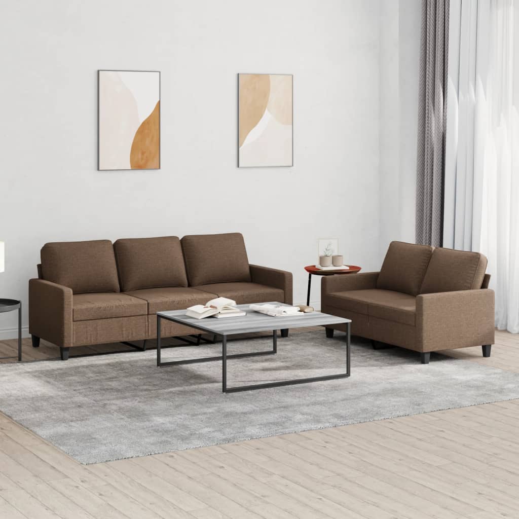 vidaXL 2-delige Loungeset met kussens stof lichtgrijs