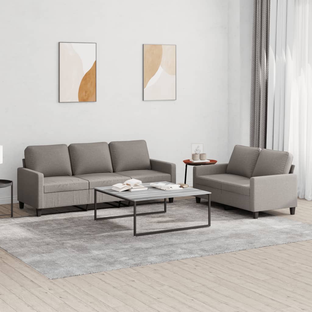 vidaXL 2-delige Loungeset met kussens stof lichtgrijs