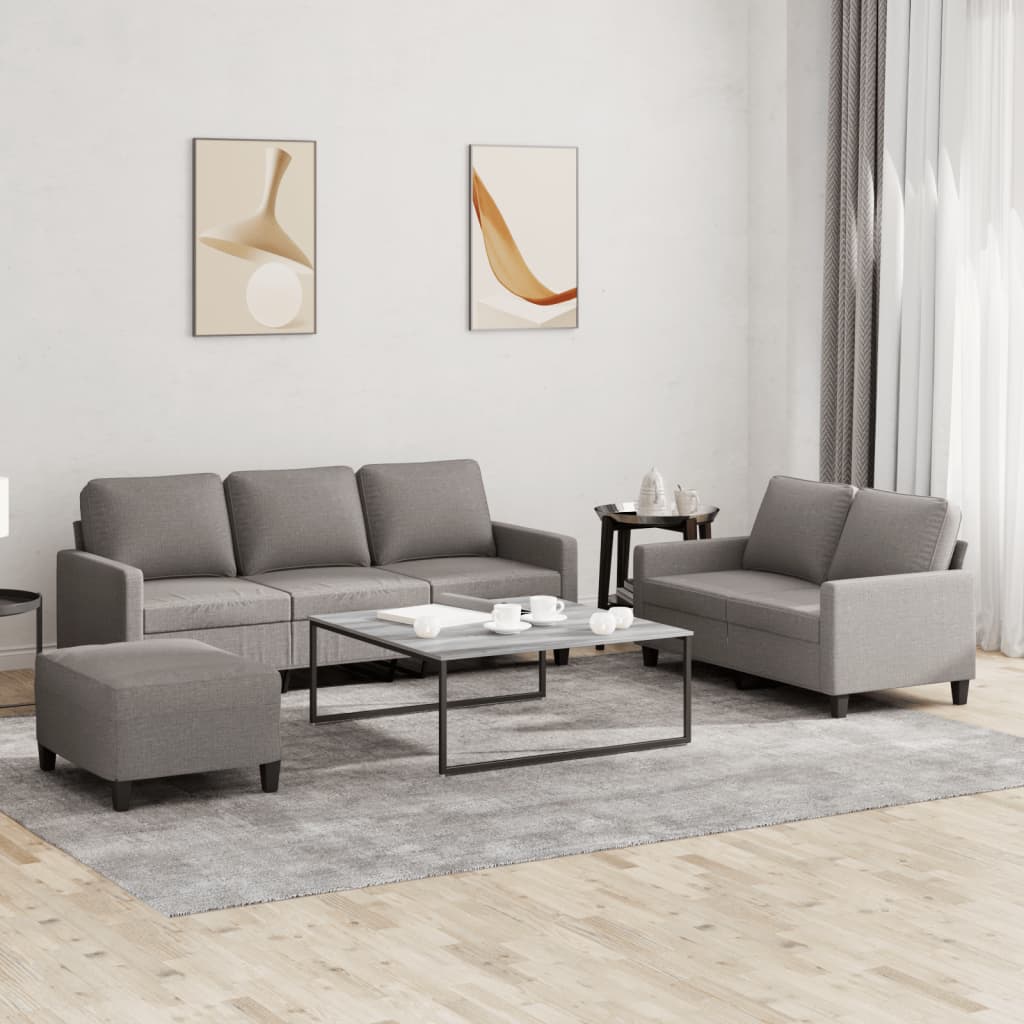 vidaXL 2-delige Loungeset met kussens stof lichtgrijs