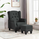 vidaXL Fauteuil met voetenbankje stof lichtgrijs