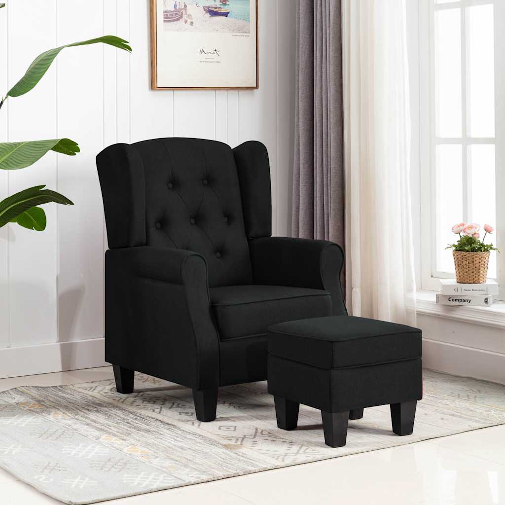 vidaXL Fauteuil met voetenbankje stof lichtgrijs