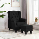 vidaXL Fauteuil met voetenbankje stof lichtgrijs