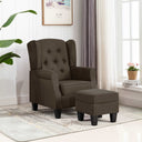 vidaXL Fauteuil met voetenbankje stof lichtgrijs