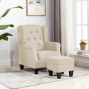 vidaXL Fauteuil met voetenbankje stof lichtgrijs