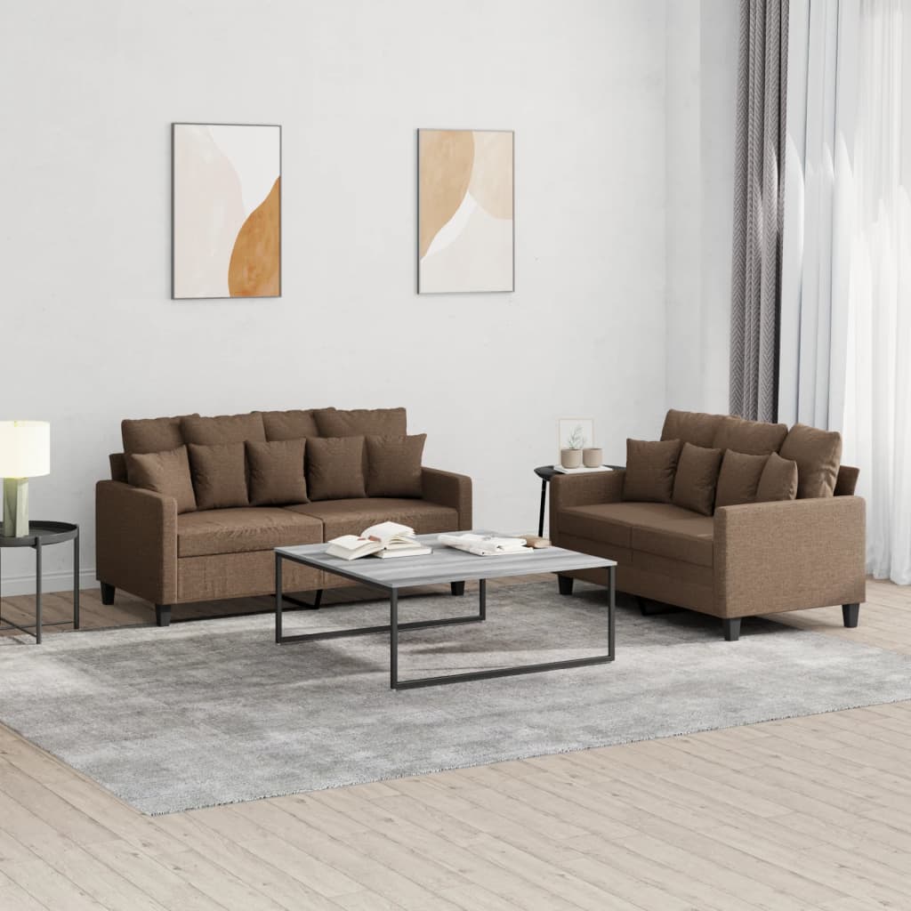 vidaXL 2-delige Loungeset met kussens stof lichtgrijs