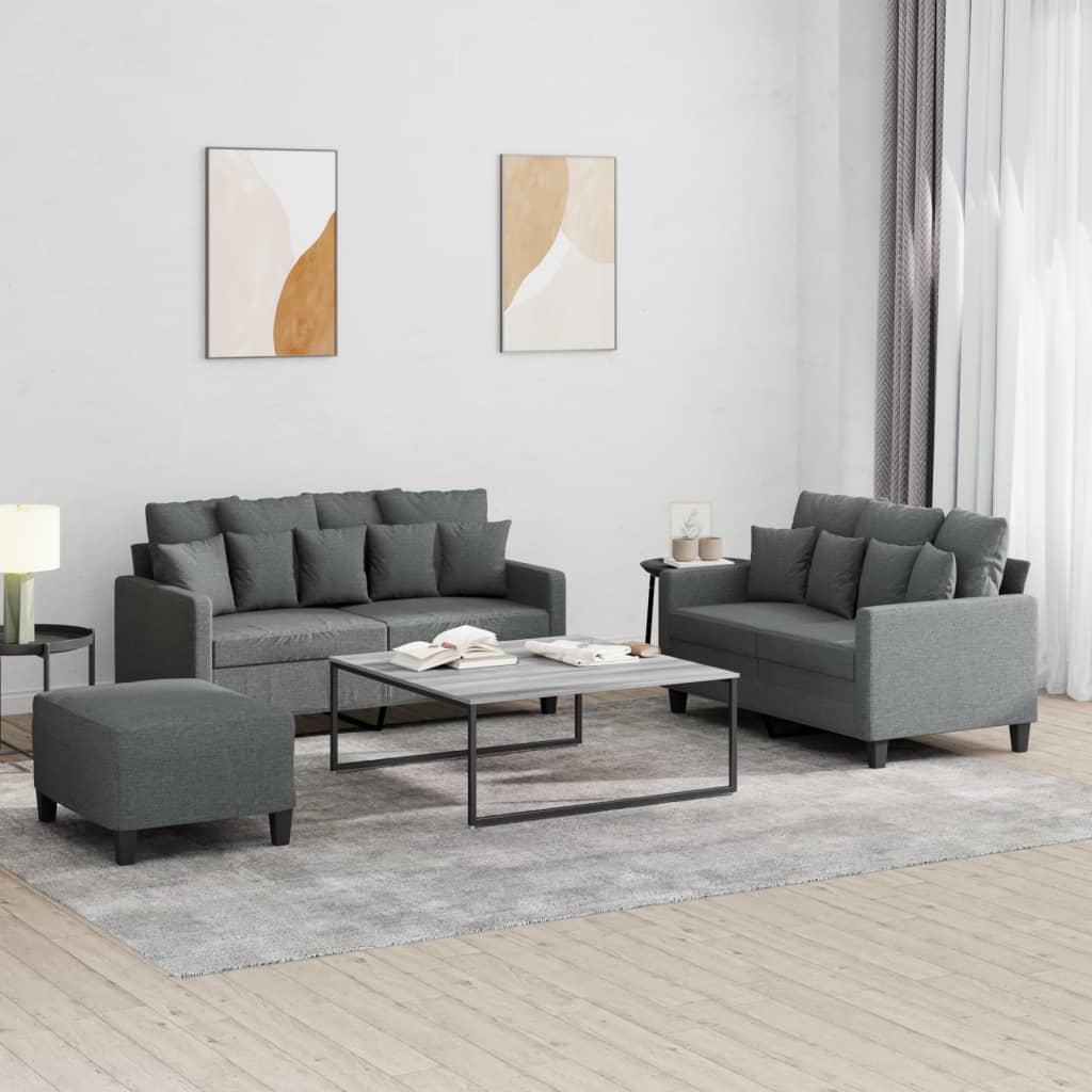 vidaXL 2-delige Loungeset met kussens stof lichtgrijs