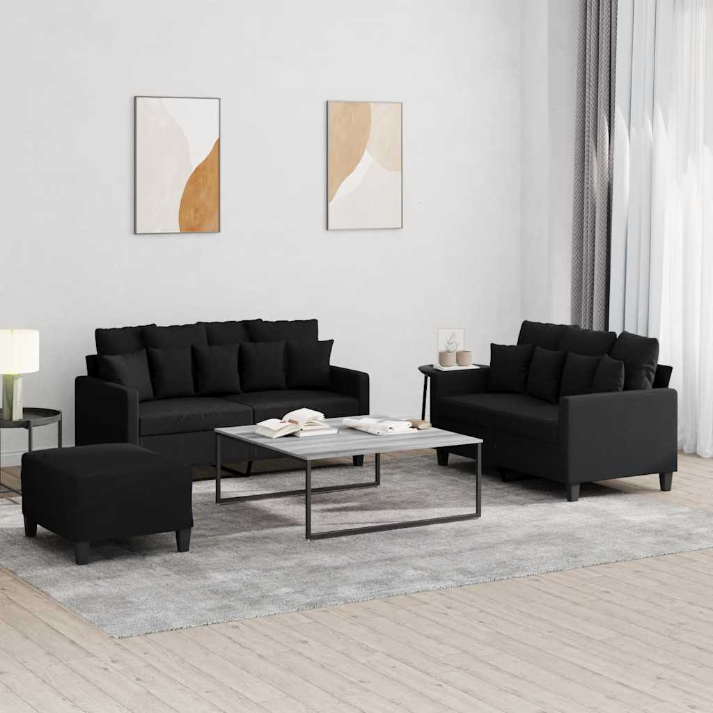 vidaXL 2-delige Loungeset met kussens stof lichtgrijs