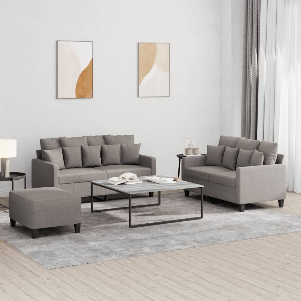 vidaXL 2-delige Loungeset met kussens stof lichtgrijs