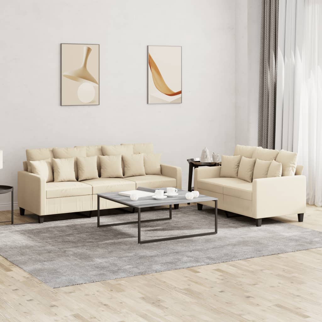 vidaXL 2-delige Loungeset met kussens stof lichtgrijs