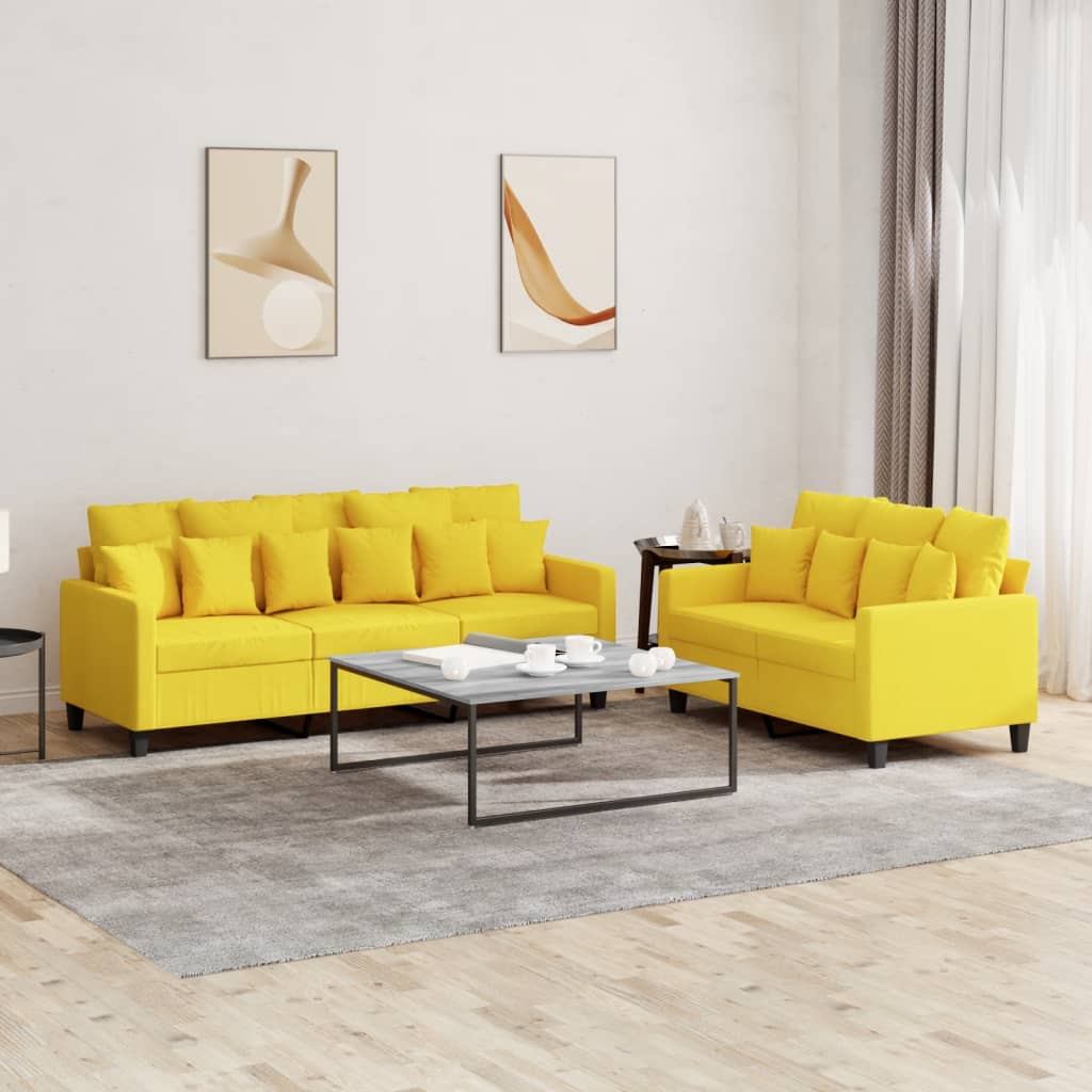 vidaXL 2-delige Loungeset met kussens stof lichtgrijs