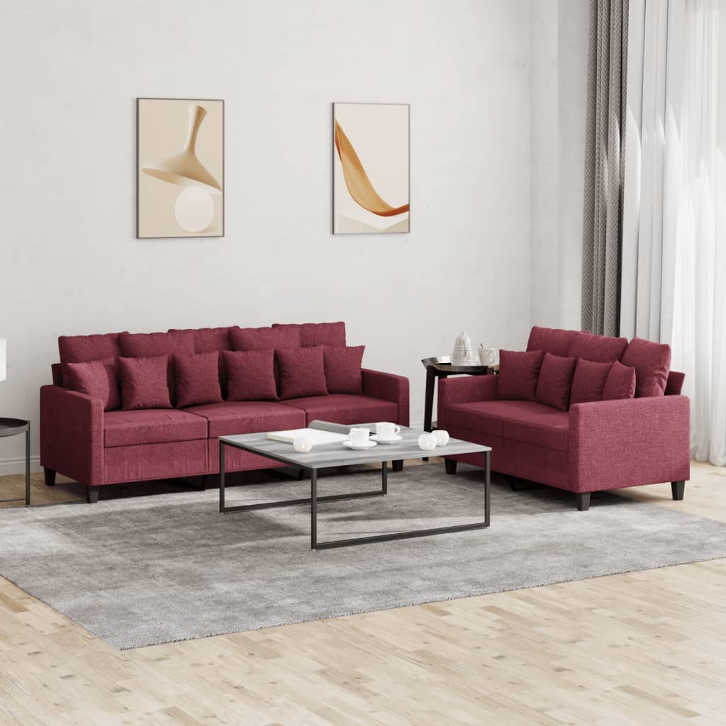 vidaXL 2-delige Loungeset met kussens stof lichtgrijs
