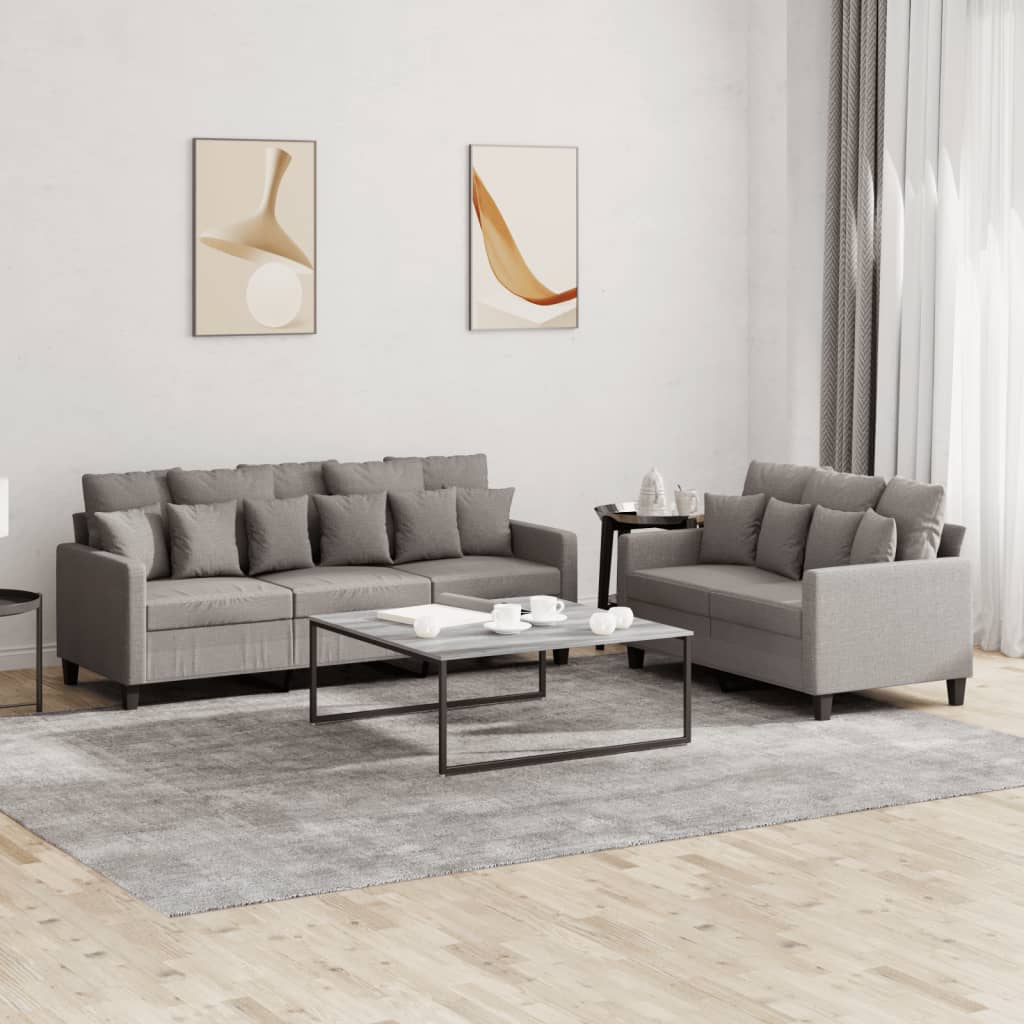 vidaXL 2-delige Loungeset met kussens stof lichtgrijs