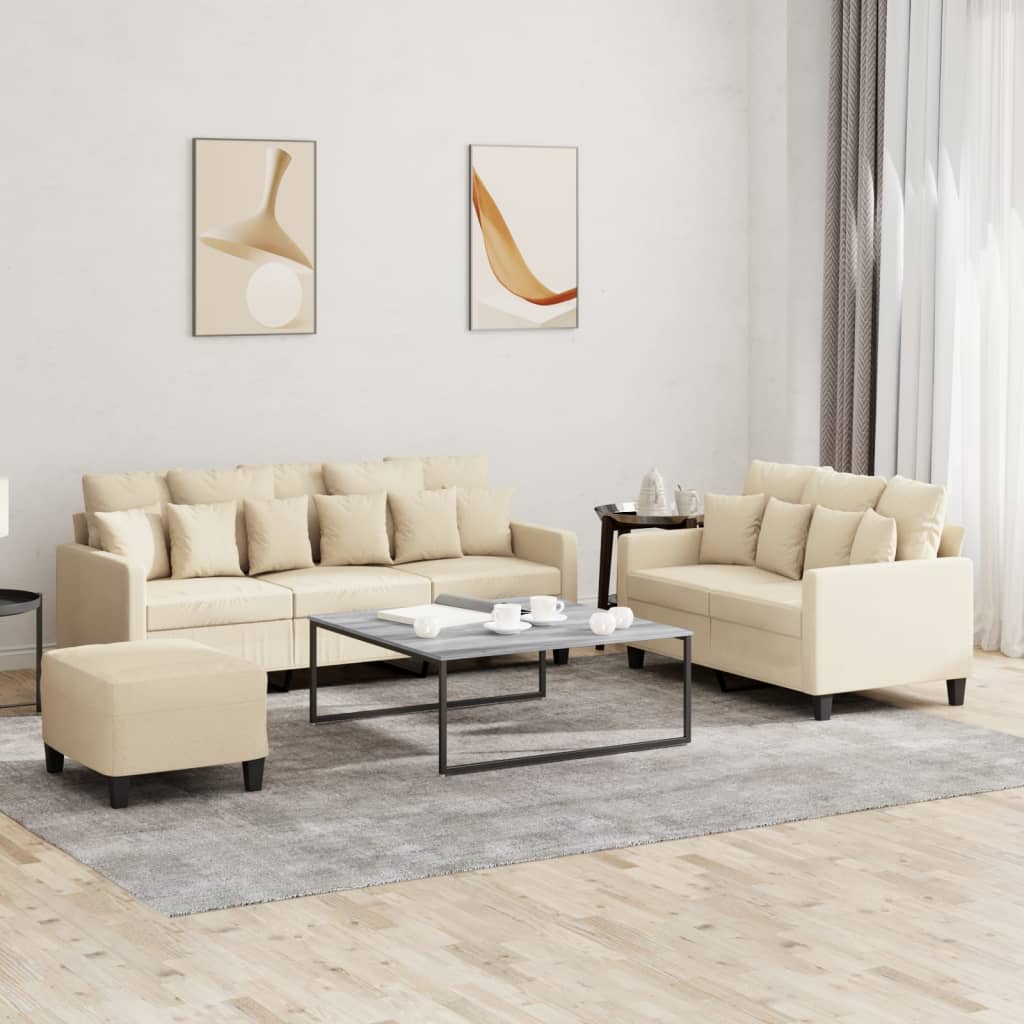 vidaXL 2-delige Loungeset met kussens stof lichtgrijs
