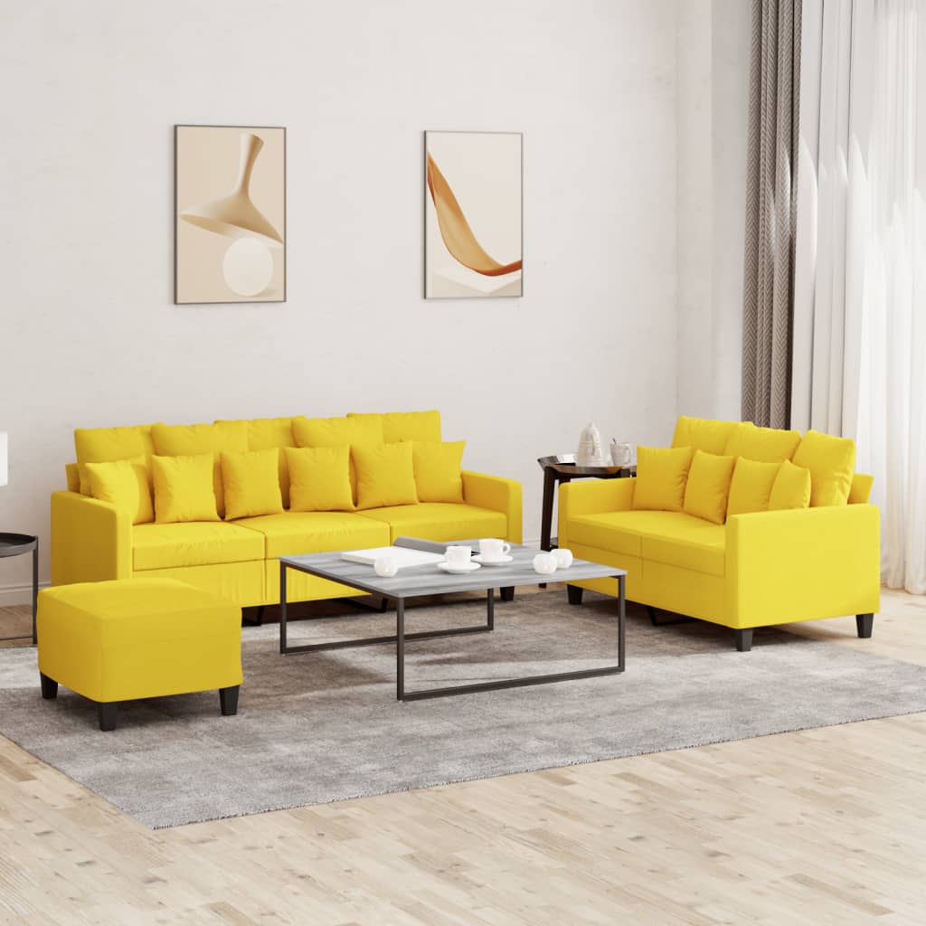 vidaXL 2-delige Loungeset met kussens stof lichtgrijs