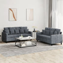 vidaXL 2-delige Loungeset met kussens fluweel lichtgrijs
