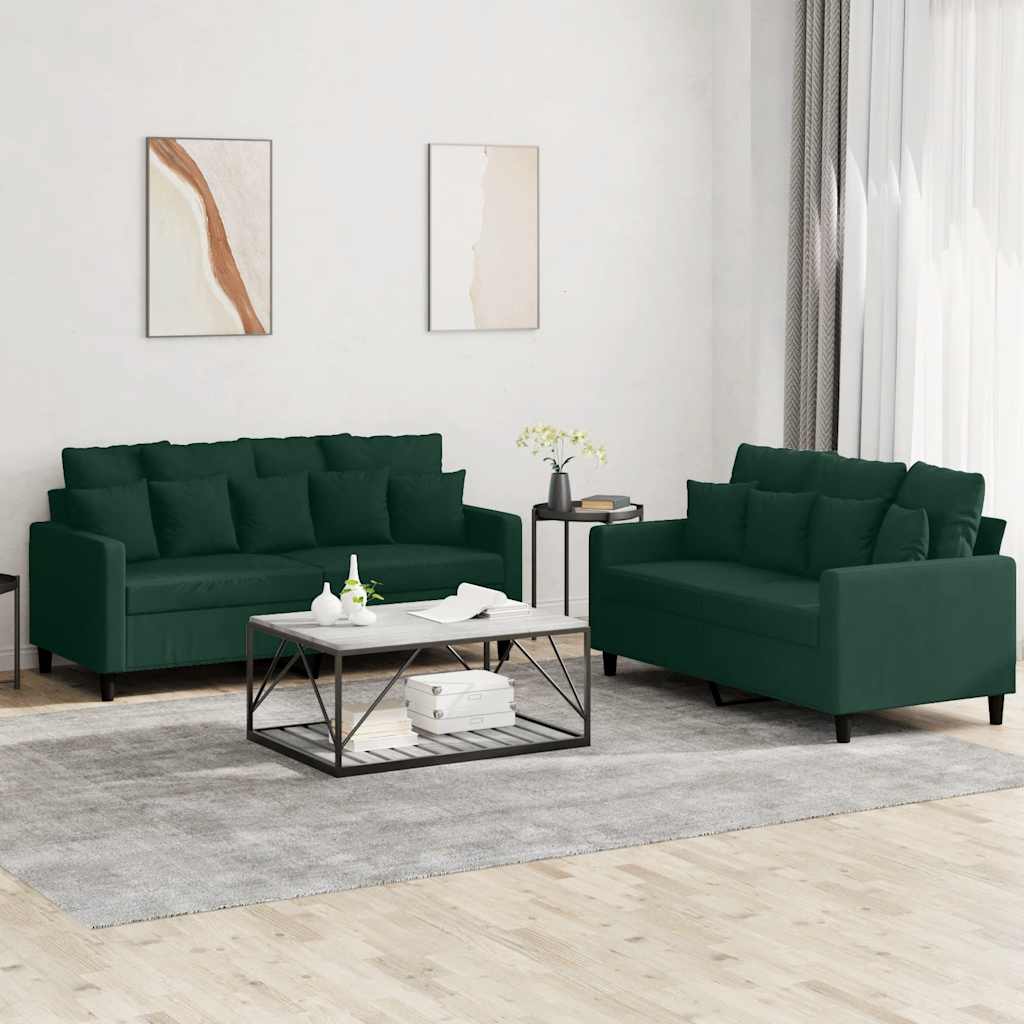 vidaXL 2-delige Loungeset met kussens fluweel lichtgrijs