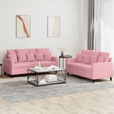 vidaXL 2-delige Loungeset met kussens fluweel lichtgrijs