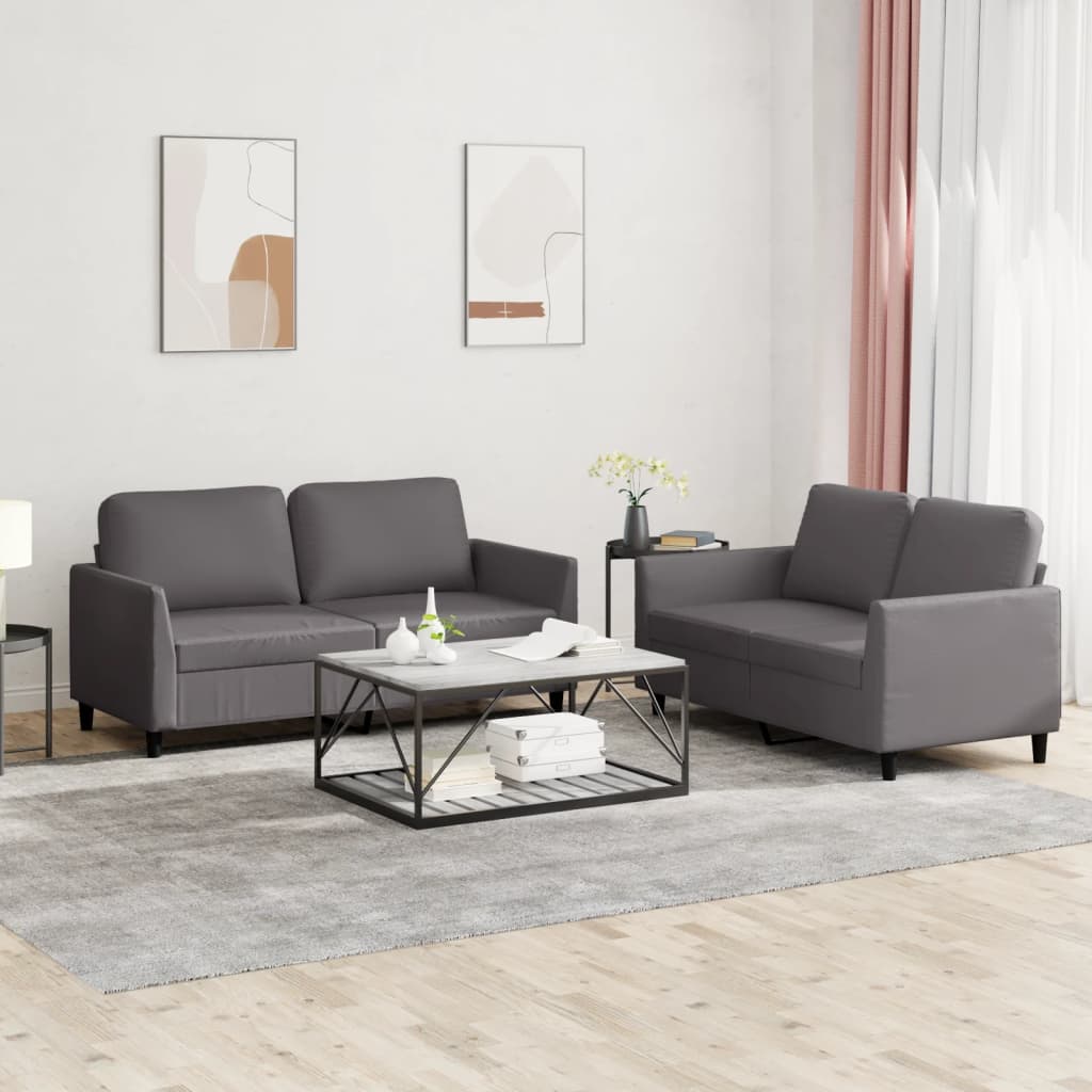 vidaXL 2-delige Loungeset met kussens kunstleer zwart