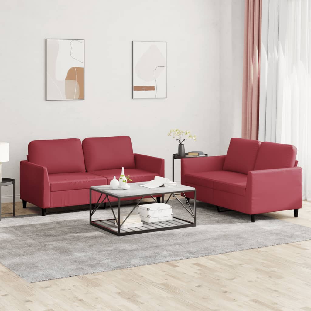 vidaXL 2-delige Loungeset met kussens kunstleer zwart