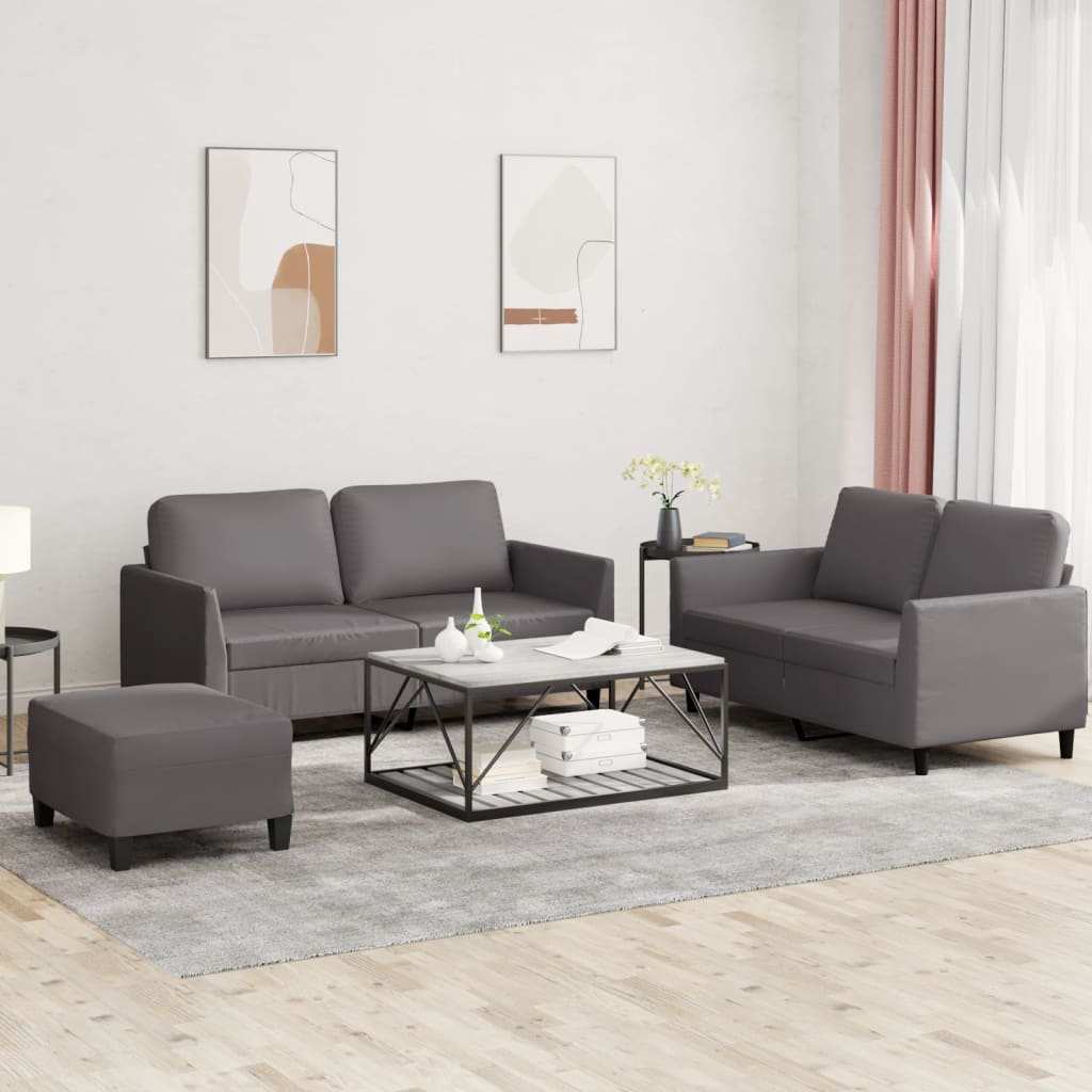 vidaXL 2-delige Loungeset met kussens kunstleer zwart
