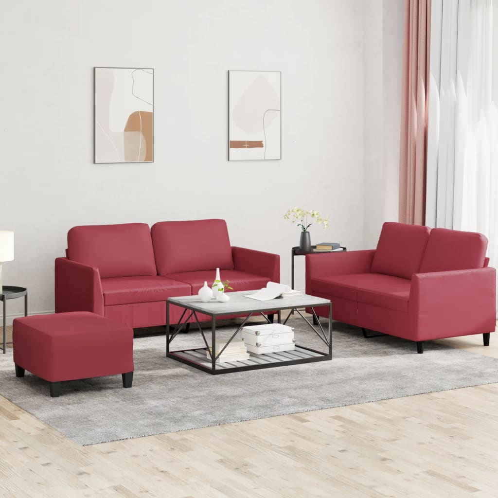 vidaXL 2-delige Loungeset met kussens kunstleer zwart