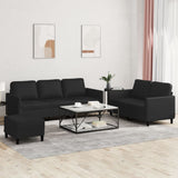 vidaXL 2-delige Loungeset met kussens kunstleer zwart